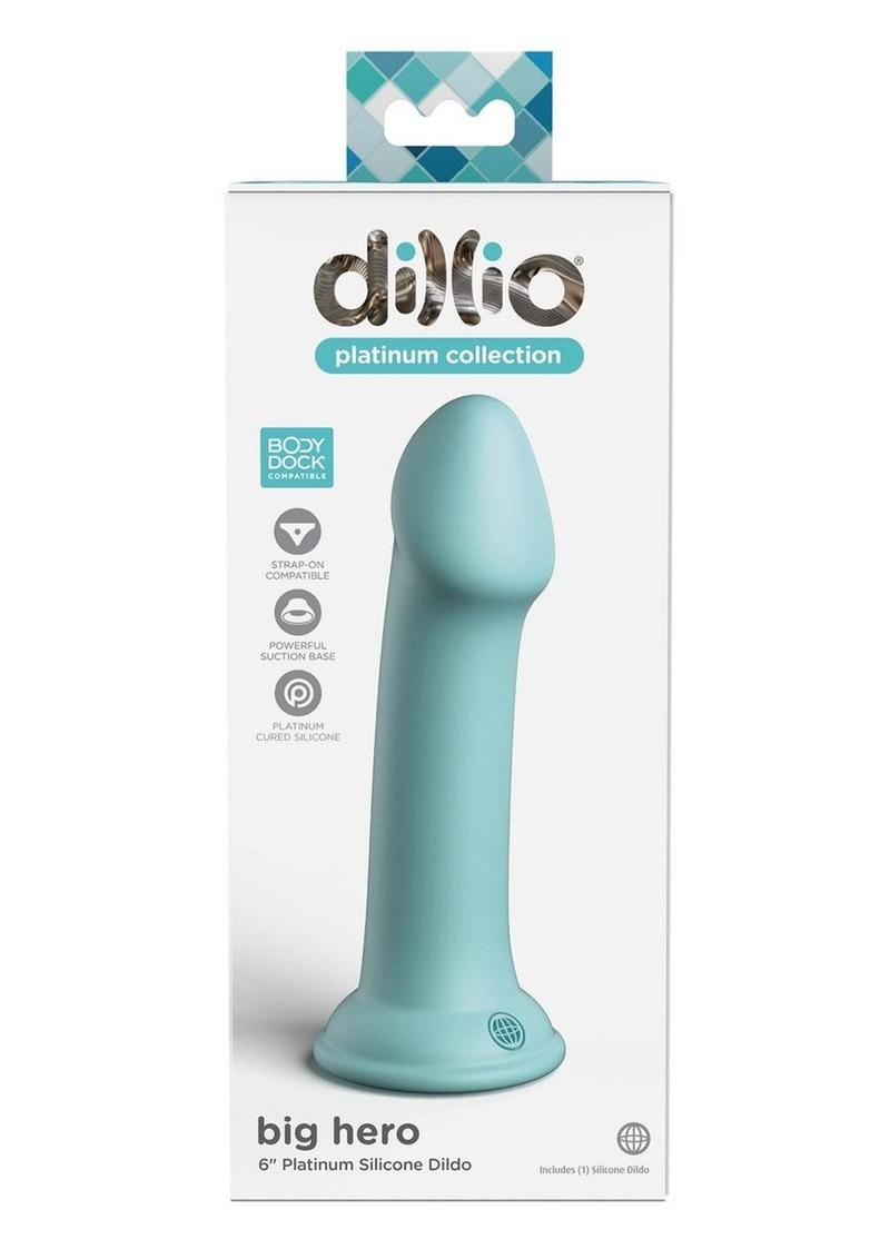 Dillio Big Hero Silicone Dildo 6in Teal