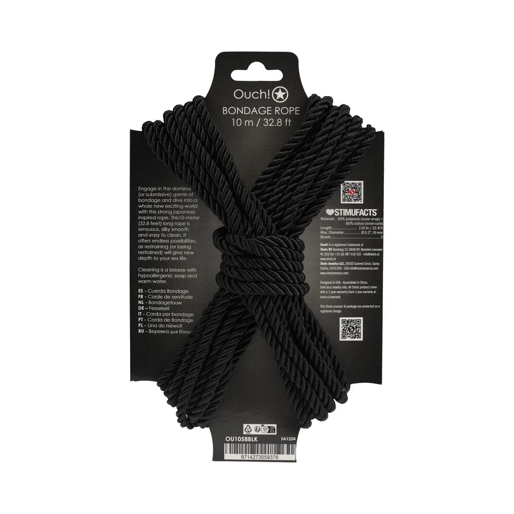 Ouch! Bondage Rope 10 m Nylon Black