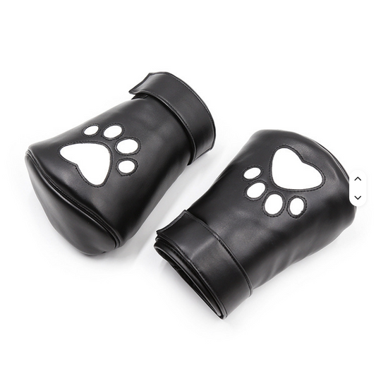 Puppy Play Paw Gloves – Black Faux Leather Mitts