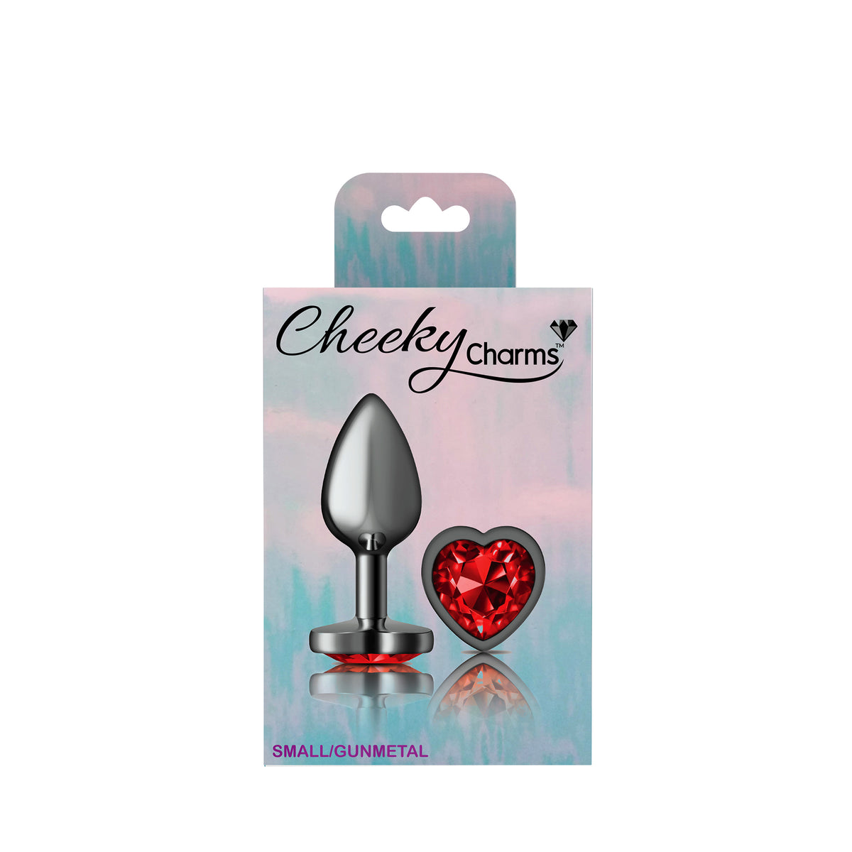 Deep Red Heart Gem Gunmetal Plug Small