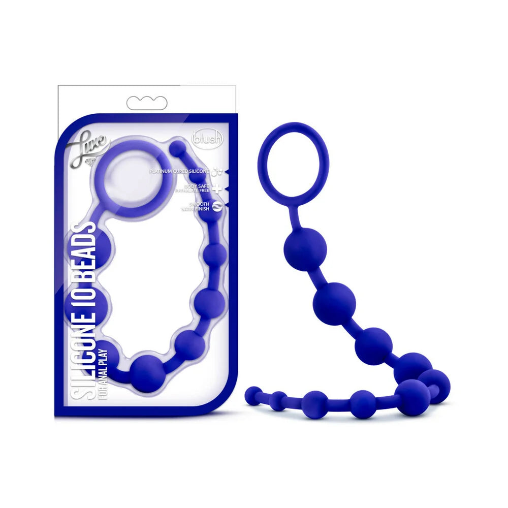Luxe Silicone 10 Beads Anal Indigo