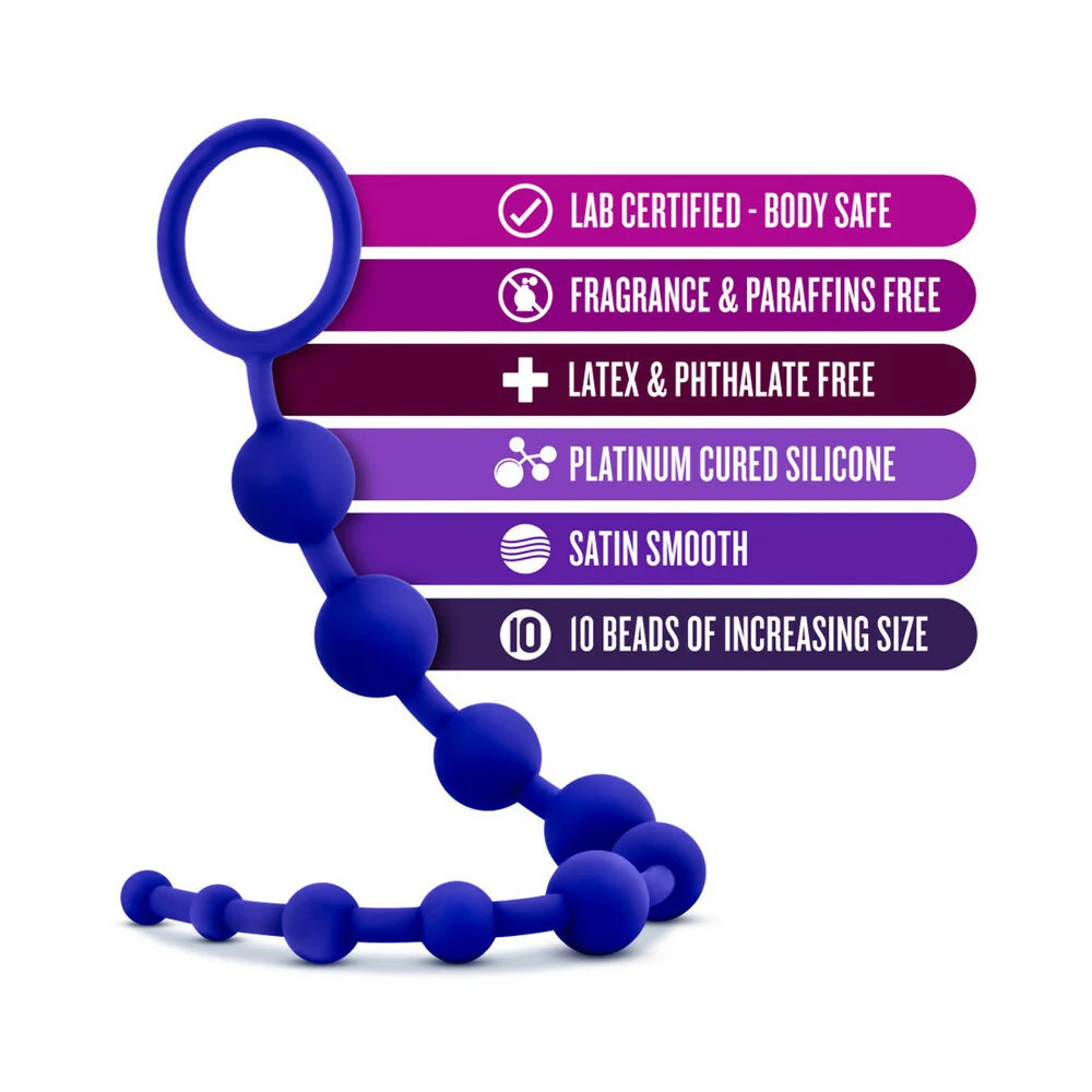 Luxe Silicone 10 Beads Anal Indigo