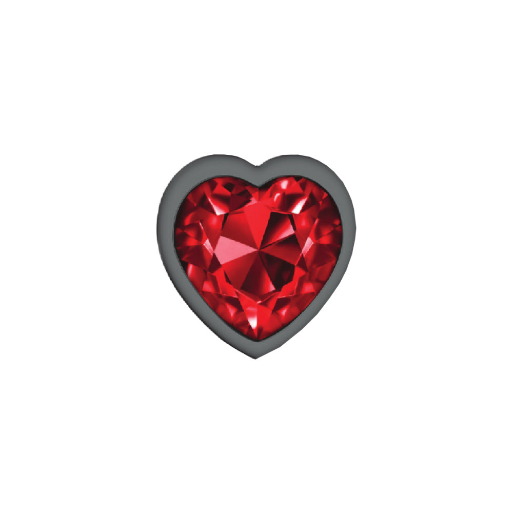 Deep Red Heart Gem Gunmetal Plug Med