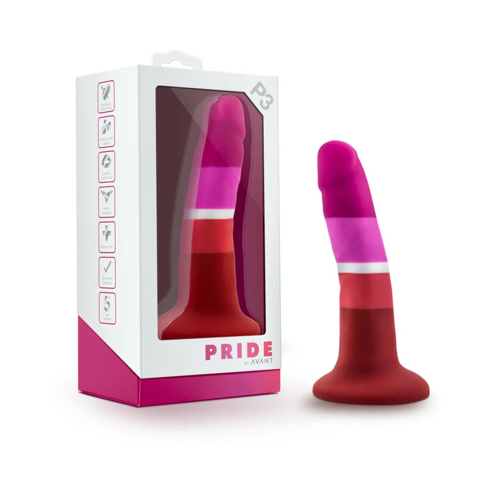 Avant Pride P3 Beauty Silicone Dildo 6in - Multicolor