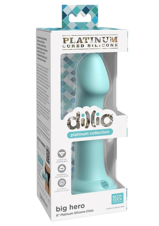 Dillio Big Hero Silicone Dildo 6in Teal