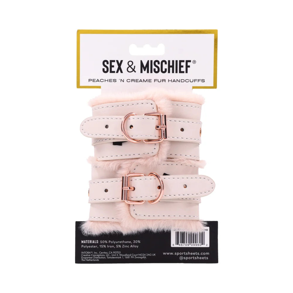 Sportsheets Sex & Mischief Peaches N Cream Fur Handcuffs