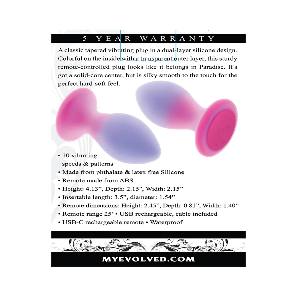 Evolved Paradise Plug  Vibrating Anal Plug w/Remote