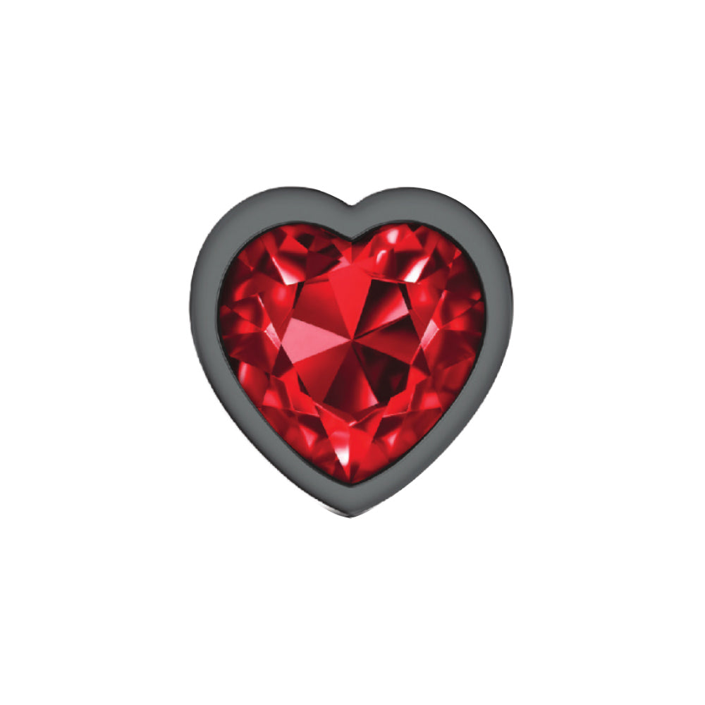 Deep Red Heart Gem Gunmetal Plug Large