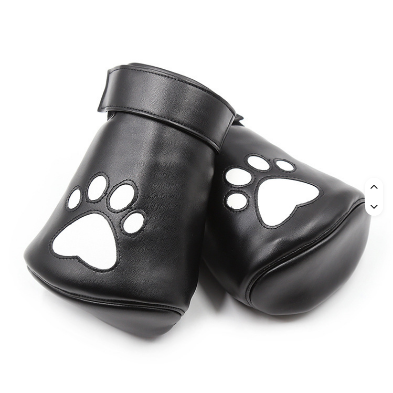 Puppy Play Paw Gloves – Black Faux Leather Mitts