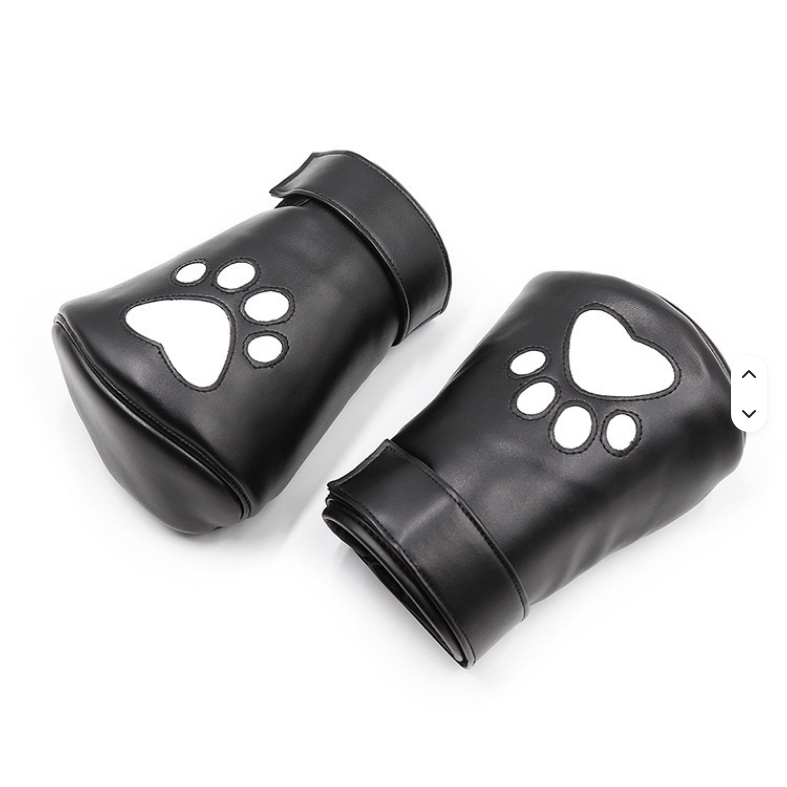 Puppy Play Paw Gloves – Black Faux Leather Mitts