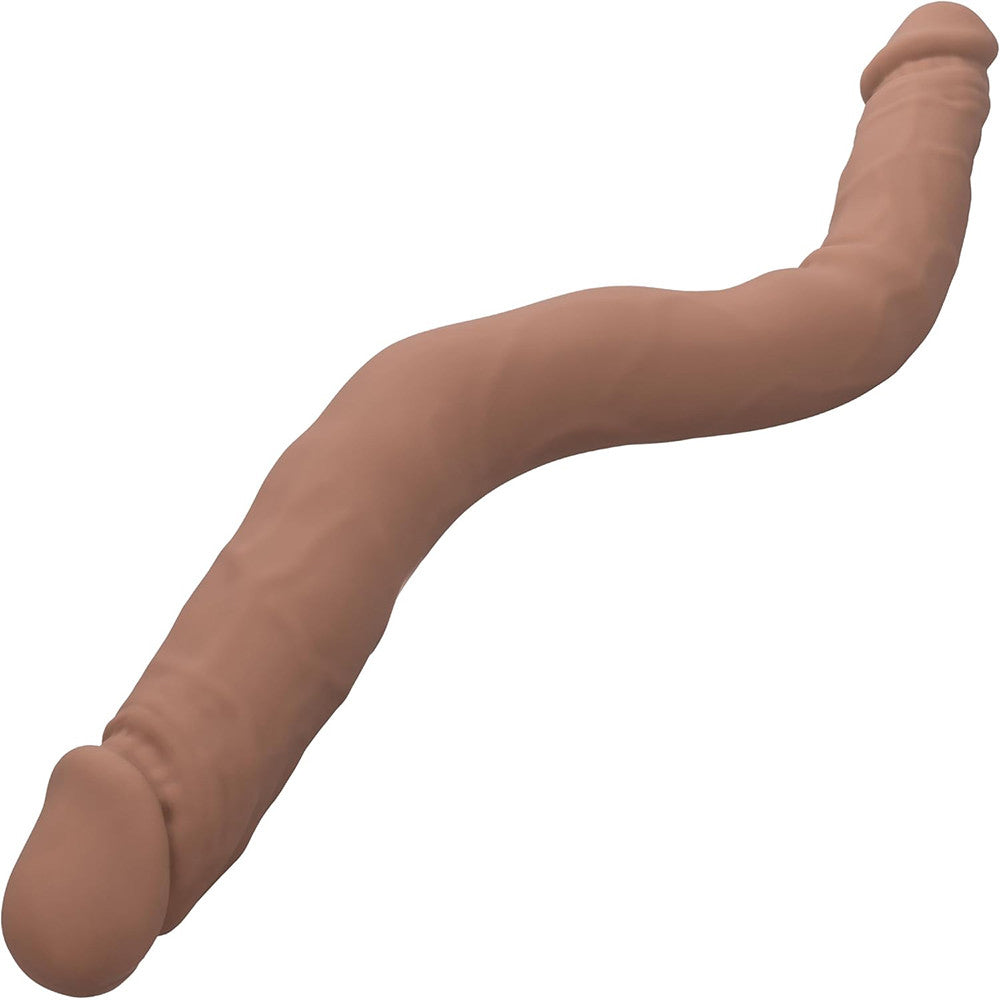Silicone Studs Bend and Hold Dual Dong 12 inch - Brown