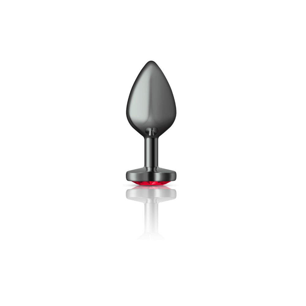 Deep Red Heart Gem Gunmetal Plug Med