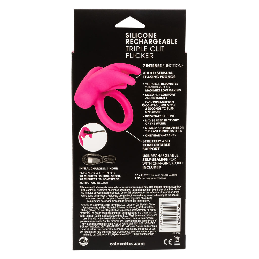 Silicone Rechargeable Trip Clit Flick Pnk