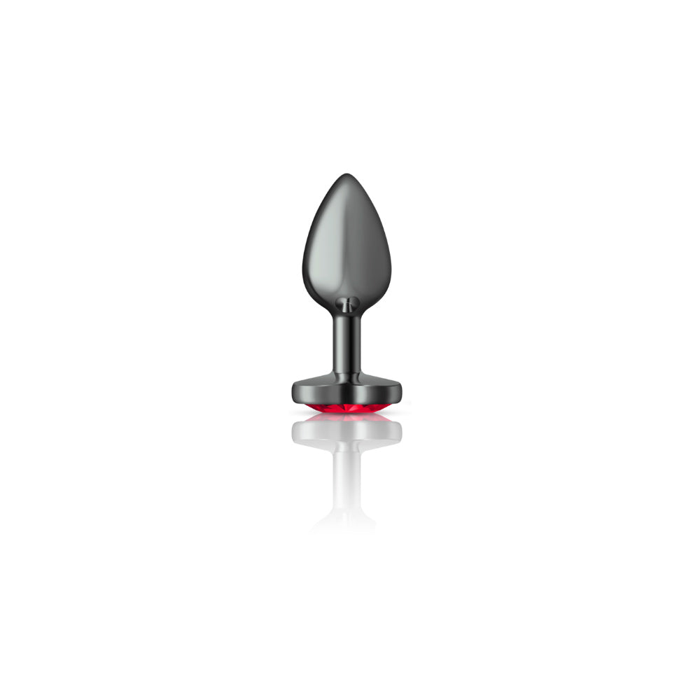 Deep Red Heart Gem Gunmetal Plug Small