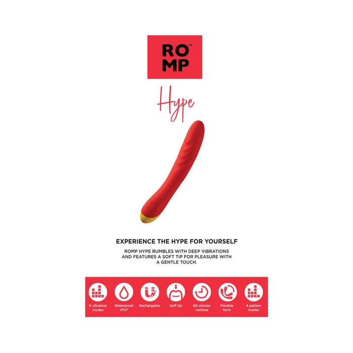 ROMP Hype Rechargeable Silicone G-Spot Vibrator Red