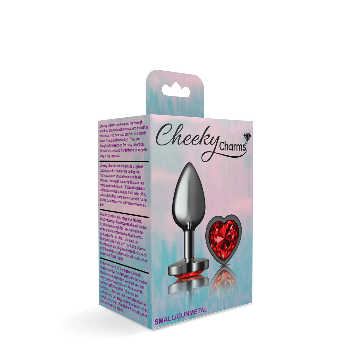 Deep Red Heart Gem Gunmetal Plug Small