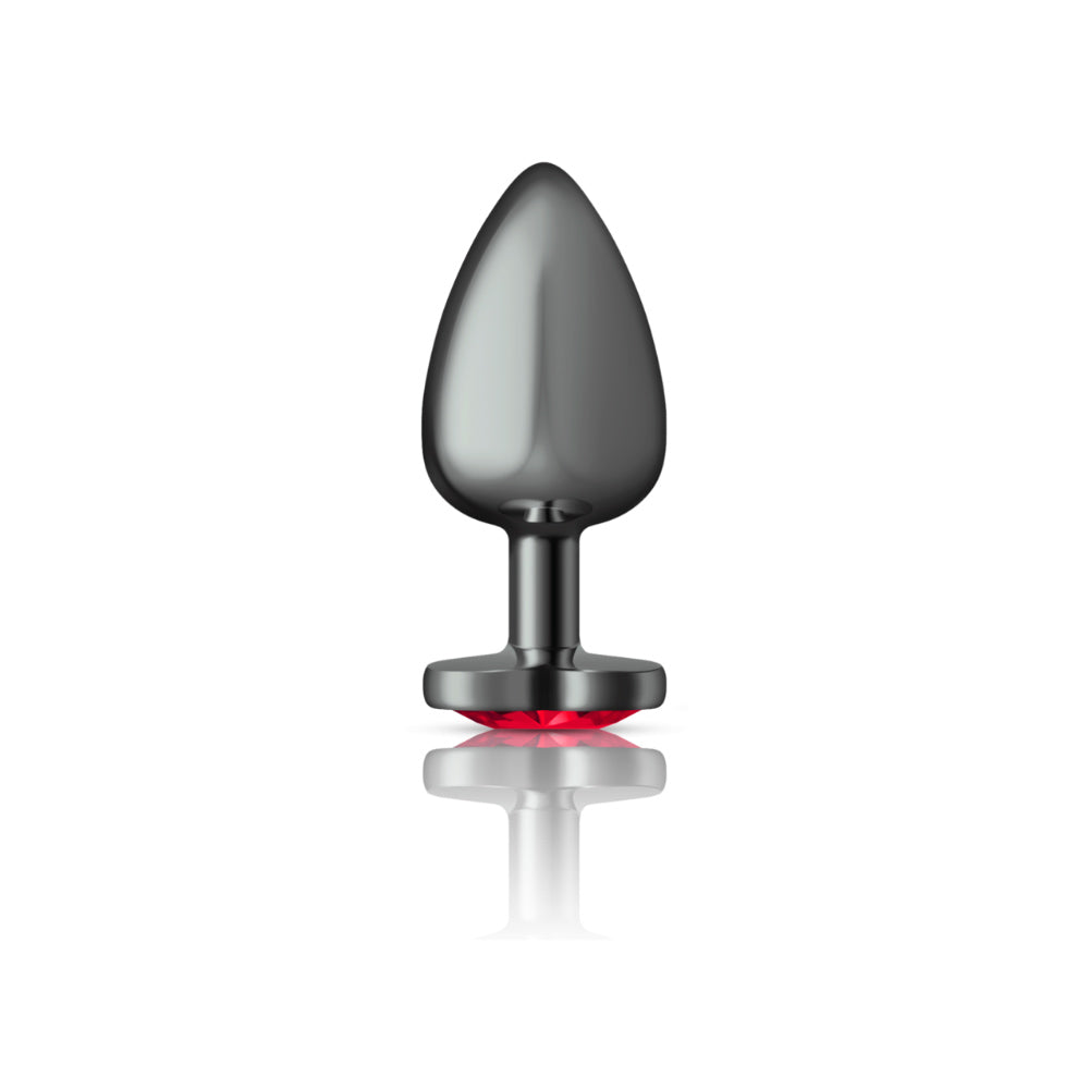 Deep Red Heart Gem Gunmetal Plug Large
